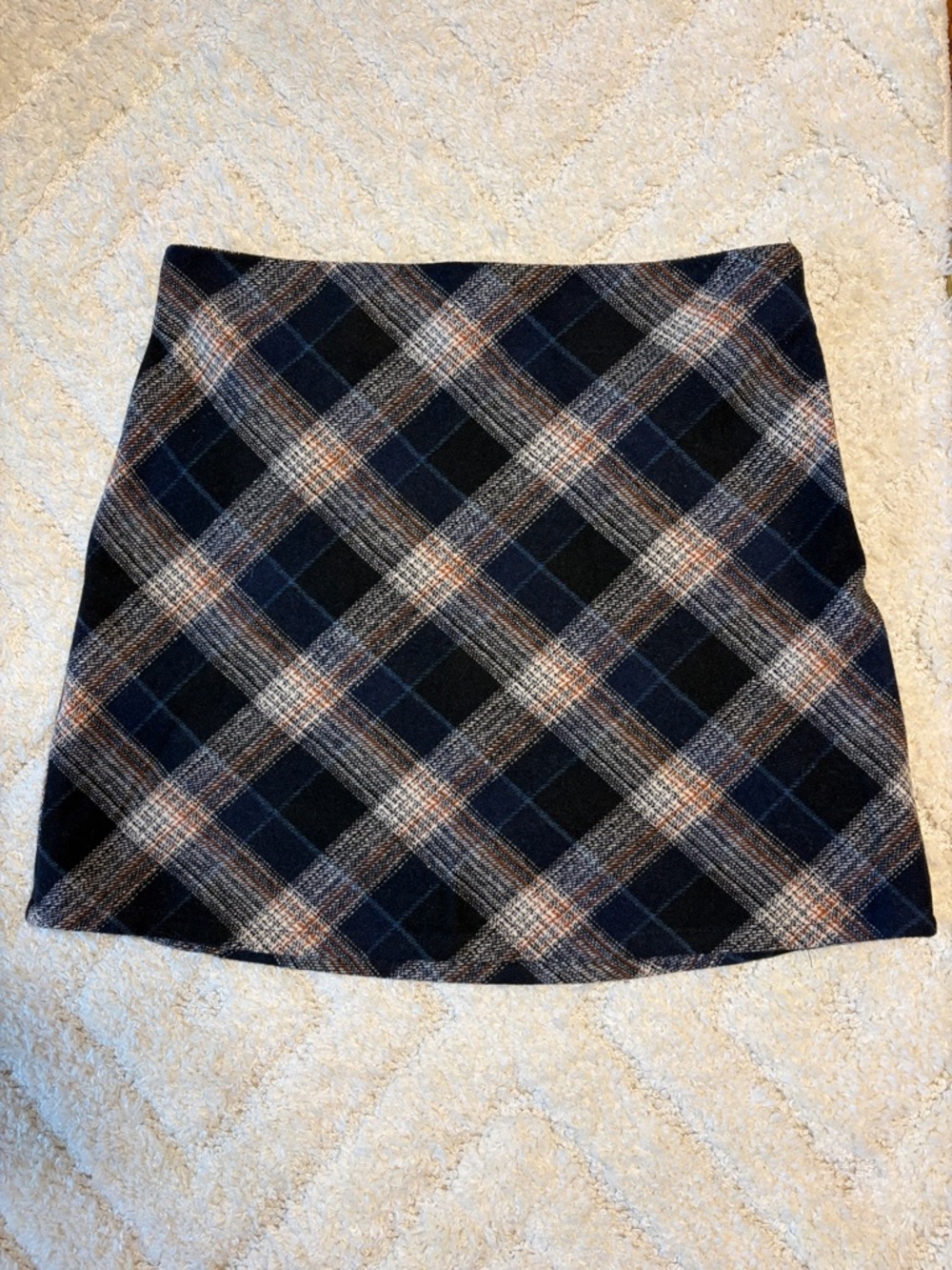 Plaid A-Line Mini Skirt in Navy and Black